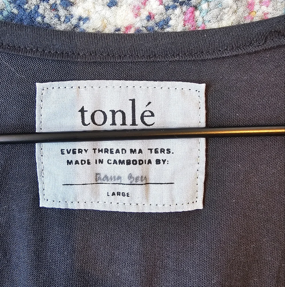 Tonle Lotus Black Wrap Dress Skze Large - Picture 3 of 6